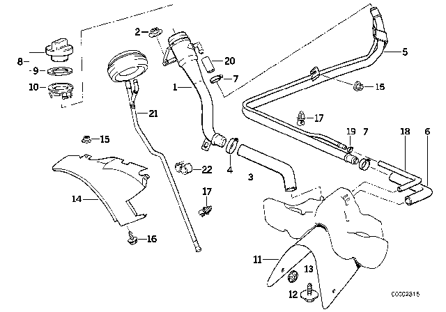 1991 BMW 850i  Hose Diagram for 16111180899