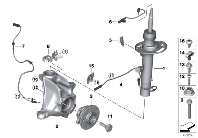2020 BMW X3 M  Wheel Hub With Bearing, Front Diagram for 31107857069