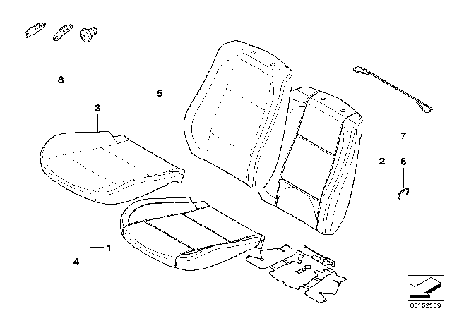 2007 BMW X3  Cover Backrest, Imitation Leather Diagram for 52103421898
