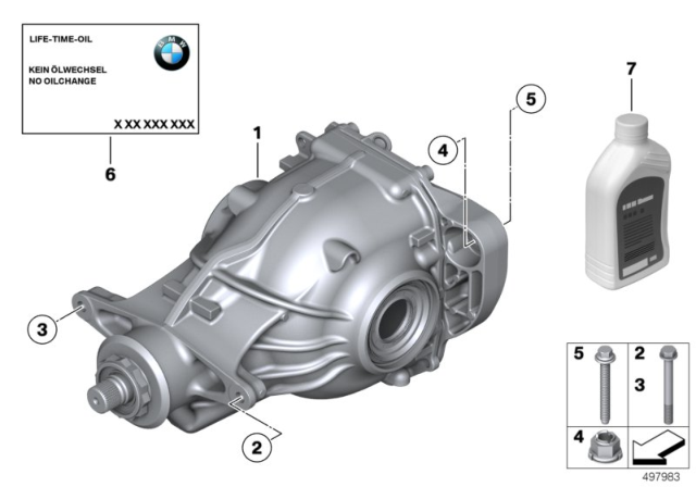 2016 BMW 535i  Rear Axle Drive Differential Diagram for 33107584444