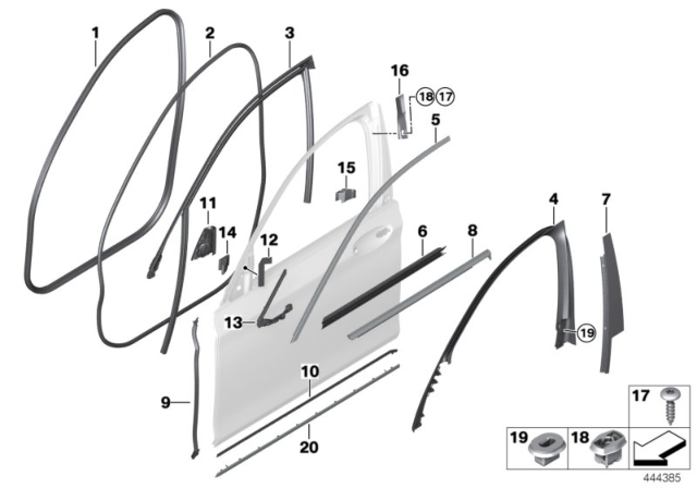 2016 BMW 750i  Left Window Guide Diagram for 51337336015