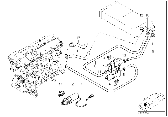 2001 BMW 540i  Hose For Engine Inlet And Water Valve Diagram for 64218391005