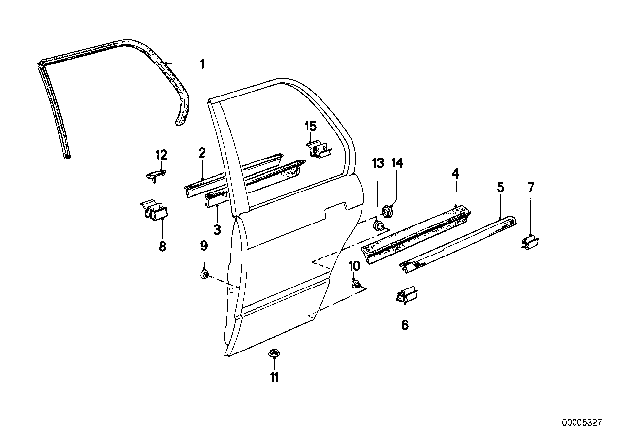 1989 BMW 325i  Door Weather Strip Inner Left Diagram for 51221906849