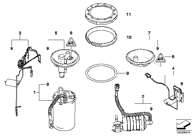 2010 BMW X3  Right Fuel Tank Sending Unit Diagram for 16147186457