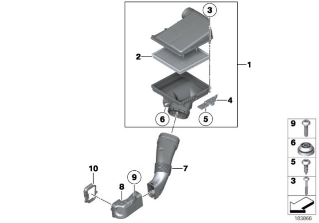 2011 BMW 740i  Intake Silencer Diagram for 13717582311