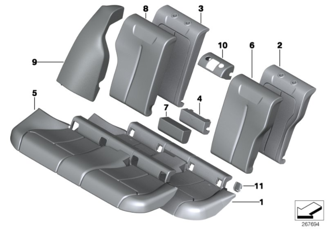 2012 BMW 328i  Seat Upholstery Diagram for 52207260002