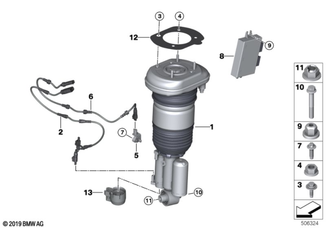 2018 BMW 640i xDrive Gran Turismo  Rear Left Air Suspension Struts Diagram for 37106872967