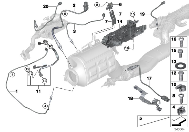 2015 BMW X5  Pipe, Exhaust-Gas Pressure Diagram for 13628514307