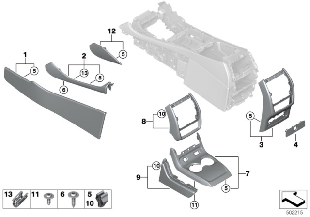 2020 BMW X7  COVER CENTRE CONSOLE, REAR Diagram for 51169399875