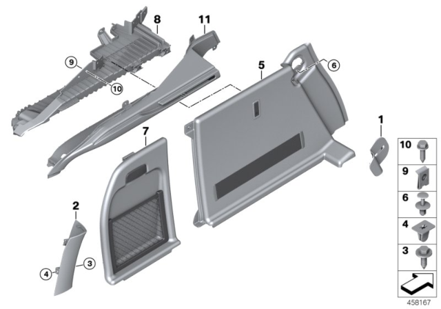 2019 BMW X6  Cover, Column D, Left Diagram for 51477326455