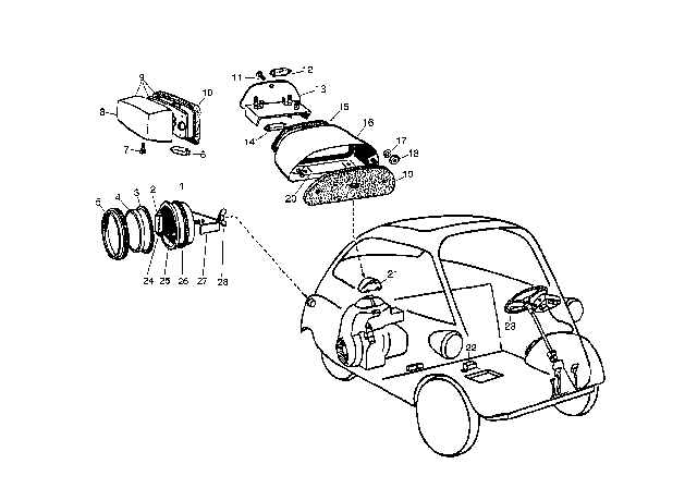 1957 BMW Isetta  Lamp Lens Diagram for 63210016775