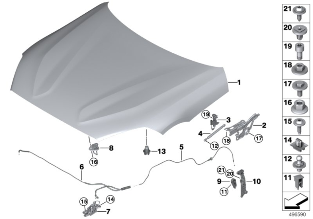 BOWDEN CABLE HOOD LATCH:512060 Diagram for 51237435522