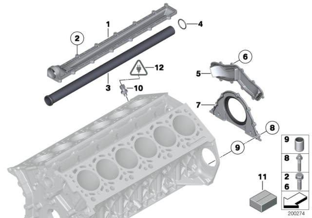 2012 BMW 760Li  Gasket Set Engine Block Asbesto Free Diagram for 11112162453