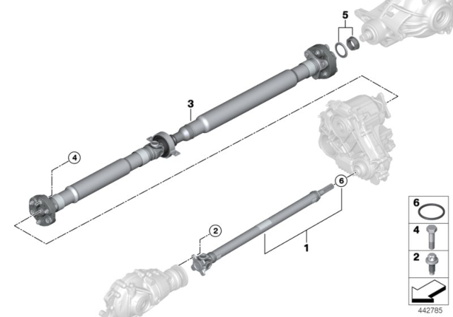 2018 BMW 540i xDrive  Rear Drive Shaft Assembly Diagram for 26108685955