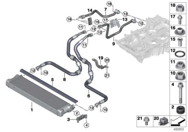 2019 BMW M5  BRACKET FOR ENGINE OIL COOLE Diagram for 17228746328