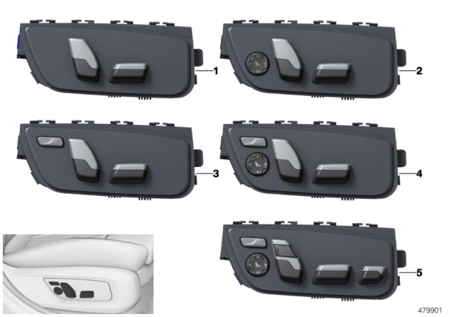 2019 BMW 530i  SEAT ADJUSTMENT SWITCH, RIGH Diagram for 61319384916