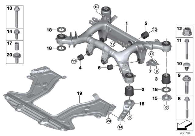 2020 BMW 840i Gran Coupe  Rear Axle Carrier Diagram for 33316861201