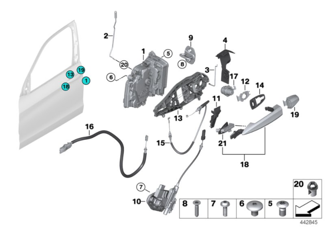 2015 BMW X5  Left Bowden Cable Cover Diagram for 51217325297