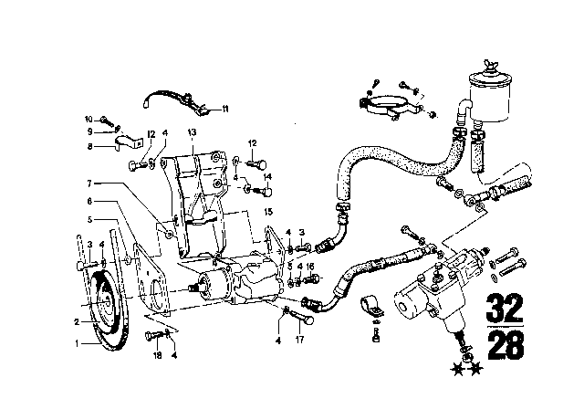1971 BMW 2800CS  Supporting Bracket Diagram for 32411250620