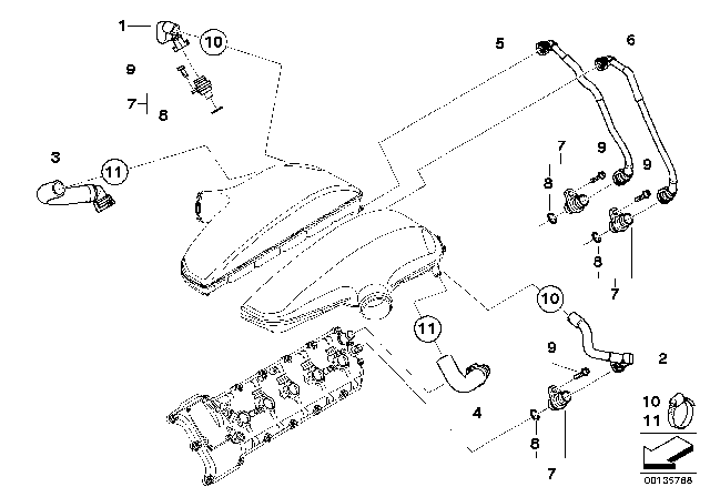 2006 BMW M5  Vent Hose Diagram for 11617836945