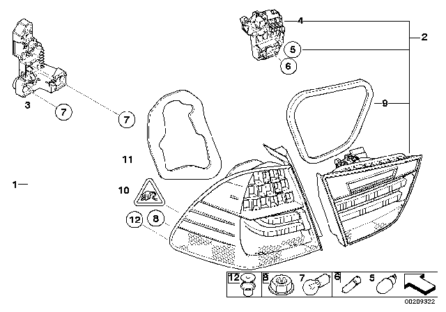 2009 BMW 328i Bulb Holder, Rear Light In Trunk Lid, Left Diagram for 63217211215