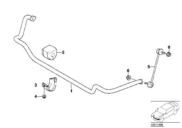 2000 BMW 328i  Stabilizer Rubber Mounting Diagram for 31351094554
