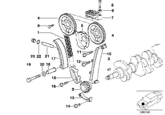 1998 BMW 318i  Deflection Rail Diagram for 11311739130