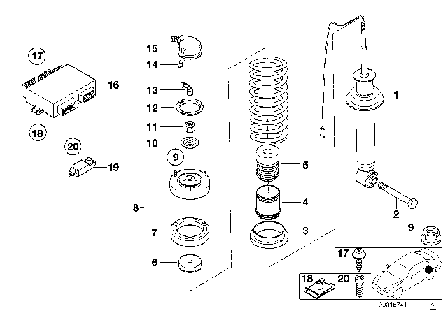 2001 BMW 740i  Rear Spring Strut Diagram for 33521091573