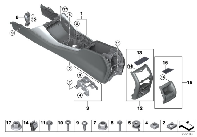 2020 BMW X3  BRACKET F CENTER CONSOLE, CE Diagram for 51169384613