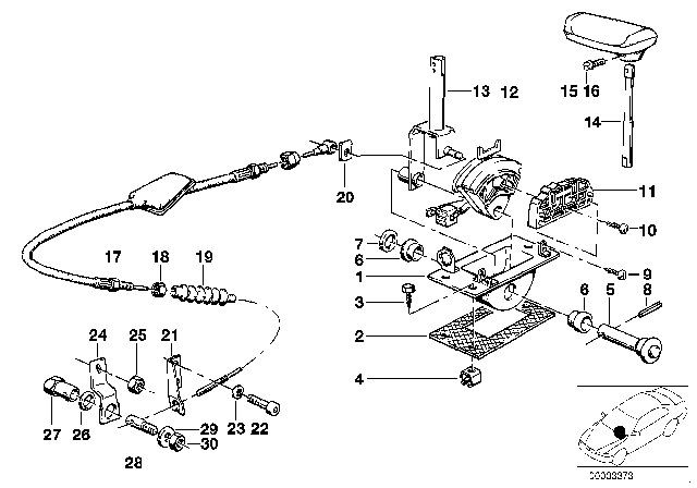 1986 BMW 528e  Bowden Cable Diagram for 25161215255