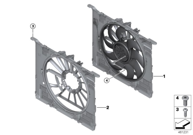 2018 BMW 540d xDrive  Fan Housing Diagram for 17428472268