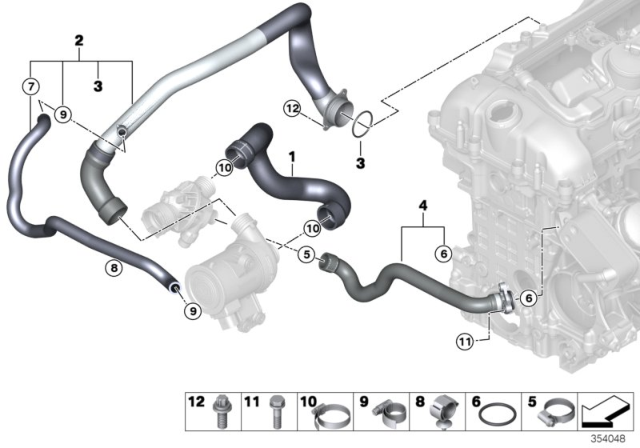 2015 BMW X5  Inlet Thermostat Water Hose Diagram for 11537645833