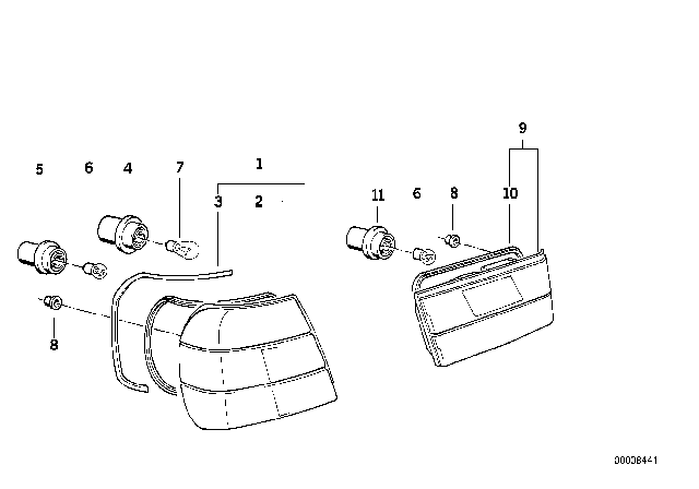 1994 BMW 525i  Bulb Socket Diagram for 63218351660