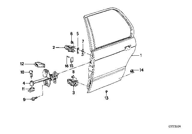 1986 BMW 325e  Hinge Disconnectable Left Diagram for 41521911967