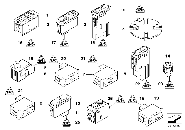 2000 BMW 328Ci Switch Hazard Warning/Central Lckng Syst Diagram for 61318368920