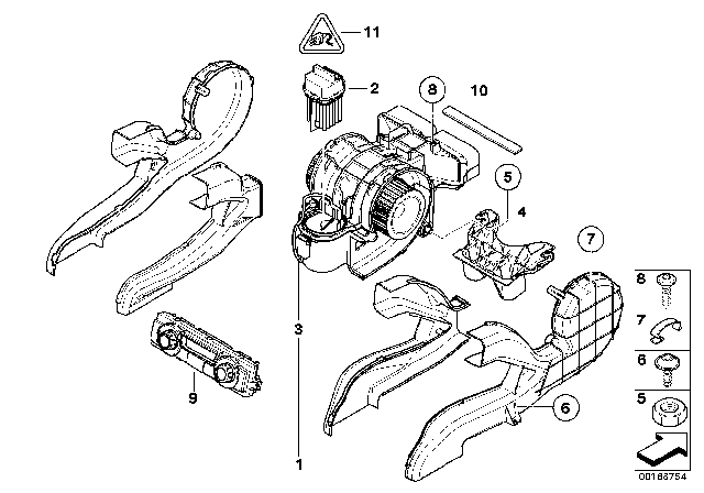 2011 BMW X5  Holder, Rear-Cabin Blower Diagram for 64116947555