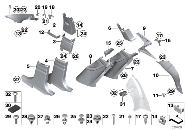 2015 BMW 535i GT xDrive  Bracket For Hazard Warn. Triangle Diagram for 51477233797