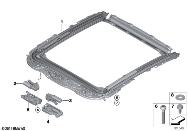 2020 BMW M235i xDrive Gran Coupe  FRAME SLIDING-LIFTING ROOF Diagram for 54109466553