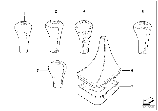 2005 BMW 325Ci  Gearshift Knob, Leather/M Plaque/5-Speed Diagram for 25117896031