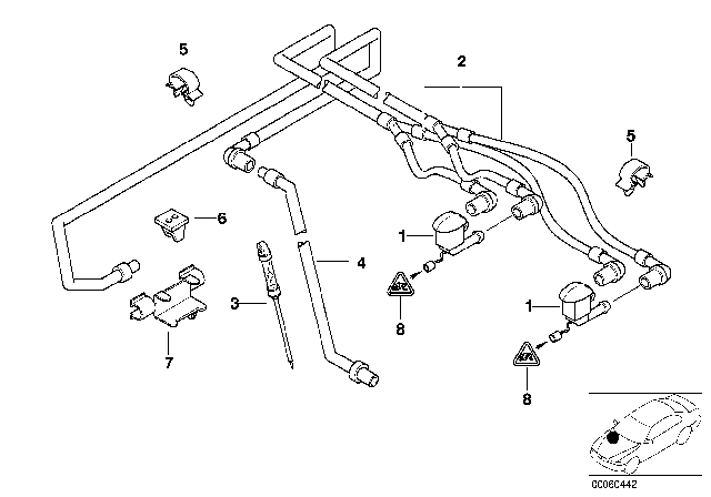 2003 BMW 540i  Reservoir Hose Diagram for 61668361041