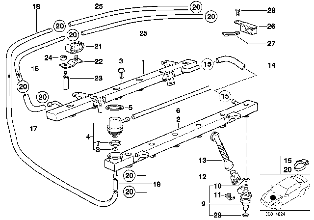 1996 BMW 750iL  Fuel Return Line Diagram for 13531704095