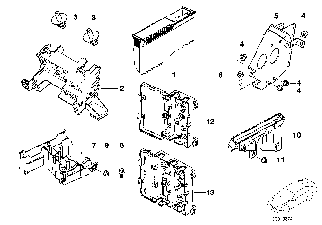 1999 BMW 540i  Relay Bracket Diagram for 61138352968