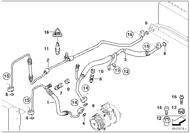 2007 BMW 750Li  Pressure Hose, Condenser, Evaporator Diagram for 64536942888