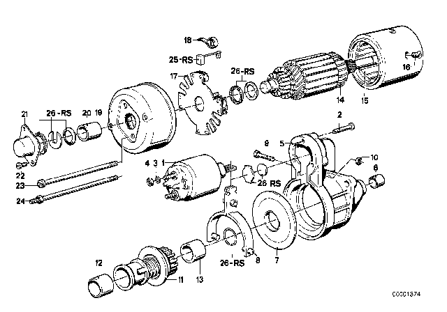 1987 BMW 325e  Solenoid Switch Diagram for 12411268375