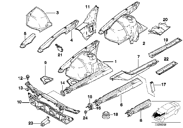 1997 BMW 750iL Left Engine Support Reinforcement Diagram for 41118205021