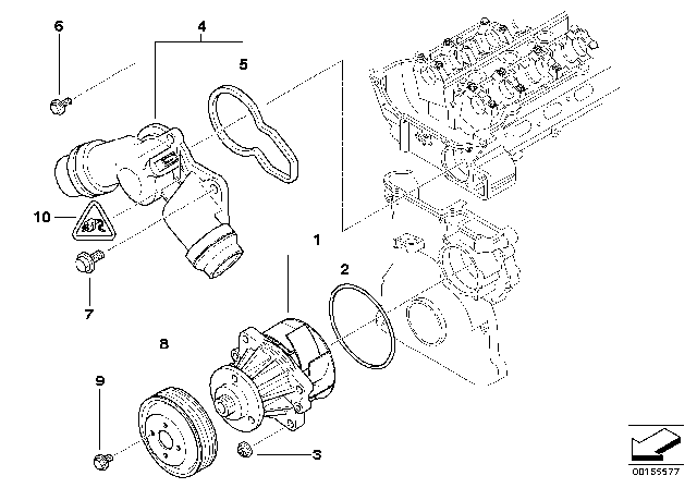 2005 BMW Z4  Water Pump Diagram for 11517509985