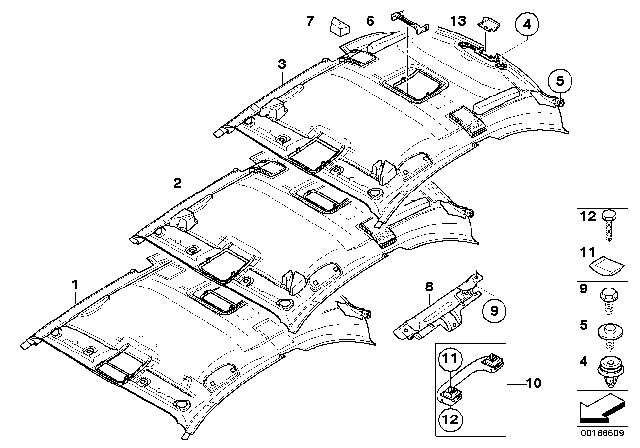 2009 BMW 135i Headlining Diagram for 51442997371