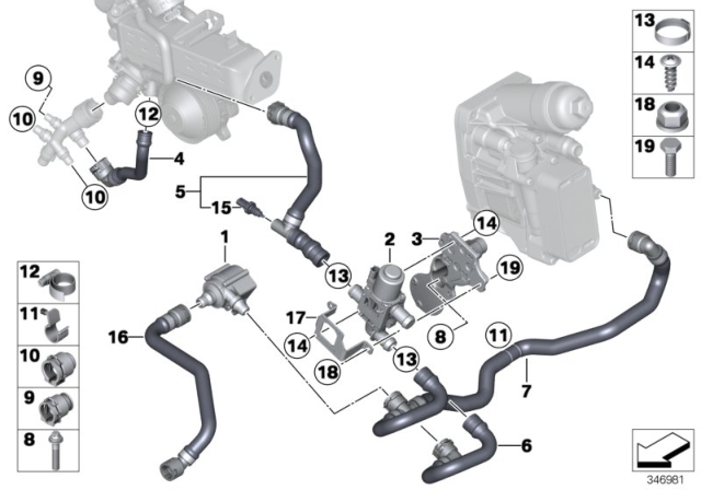 2017 BMW X3  Bracket, Coolant Hose Diagram for 17128506848