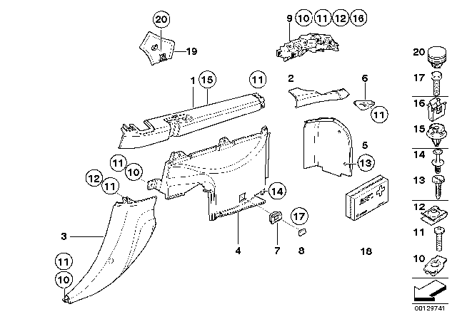 2000 BMW Z3 M  Left Support For Roll.Blind Sight Protect. Diagram for 51478400115