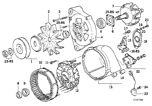 1992 BMW M5  Pulley Diagram for 12311722983
